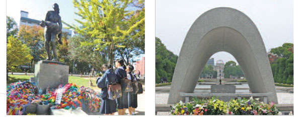 Students-and-peace-cranes-to-Peace-Memorial-Park